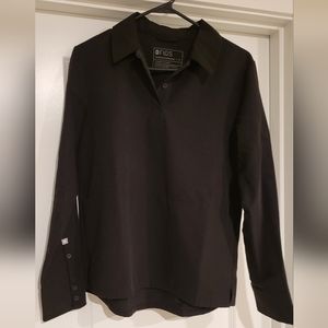 Figs black collard long sleeve scrub top